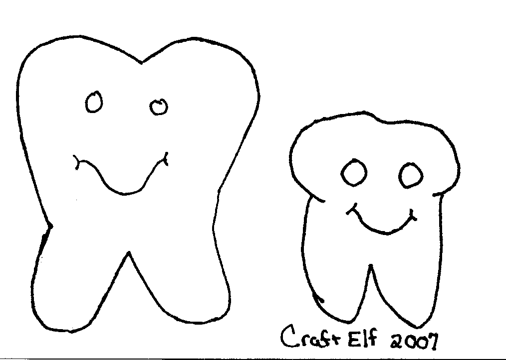 Full size tooth pattern for crafting a tooth bag.
